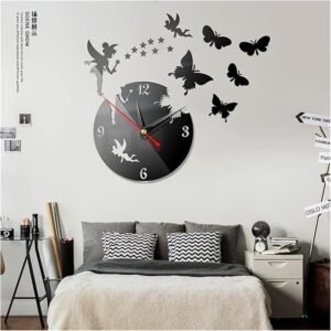 3d Wall Clock Wooden Wall Clock With butterfly