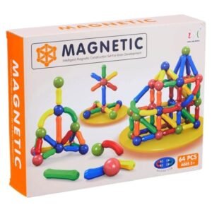 64pcs Magnetic Toys Building Blocks Set – Stem Magnet Balls And Rods Construction Kit For Kids – Educational Stacking Toy For Toddlers & Preschool Learning – Colorful Magnetic Building Sticks For Boys & Girls – Magnetic Play Stick