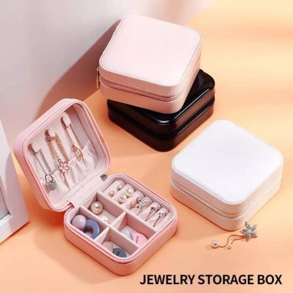 Compact Travel Leather Jewelry Organizer Box – Portable Pocket-sized Case With Zipper Closure For Rings, Earrings, Necklaces & Accessories – Ideal For Women – Random Color - Image 2
