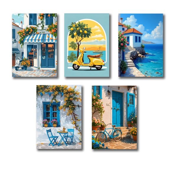 Set Of 5 Italian Vintage Homes Art Themed Wall Art Wooden Sticky Phototile Frames For Wall Home And Girls Room Decoration - Image 4