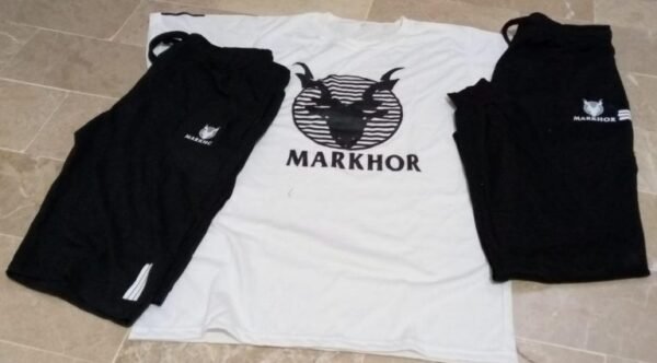 3 Piece Markhor Printed White & Black Summer Tracksuit Markhor Printed Tracksuit For Men | Markhor Combo Deal - Image 6